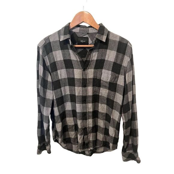 Rails‎ Gray and Black Plaid Flannel Button Down Long Sleeve Top - Picture 1 of 4